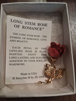 Long Stem Rose of Romance Brooch Pin