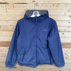 Eddie Bauer Blue Gray Reversible Zipper Hoody Boys Jacket Kids size M (10/12)