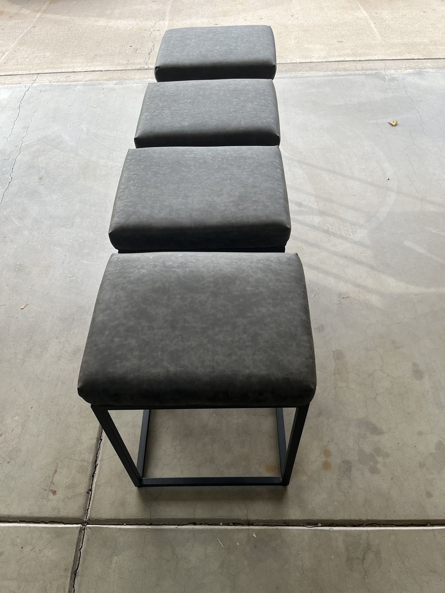 Faux Gray Leather Stools