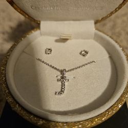 Women's J Pennant/Necklace/Earrings 