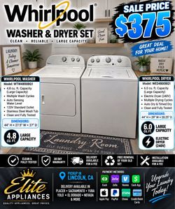 Whirlpool electric washer and dryer set