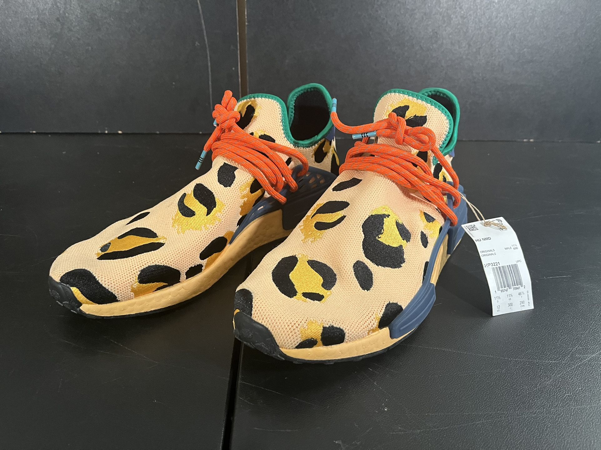 Adidas Pharrell Williams x HU NMD Animal Print Shoes Pulse Amber Mens 12
