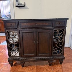 Brown wood buffet table