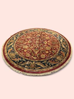 9'6" Round Hand-Tufted Floral Area Rug