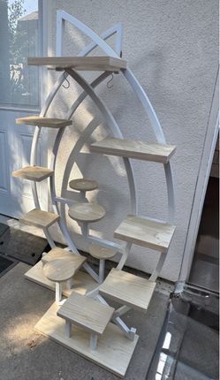 Multi-Tier Wood and Metal Plant Stand