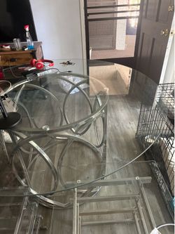 Glass top with chrome base