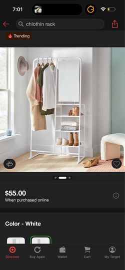 Clothing rack with mirror  mint condition