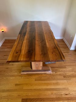 Large Live Edge Dining Table w/ 2 Bench Seats