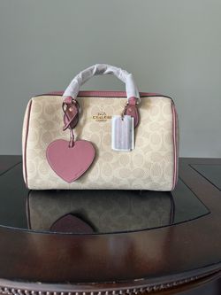 Coach Rowan Satchel Bag In Signature Canvas With Heart Charm