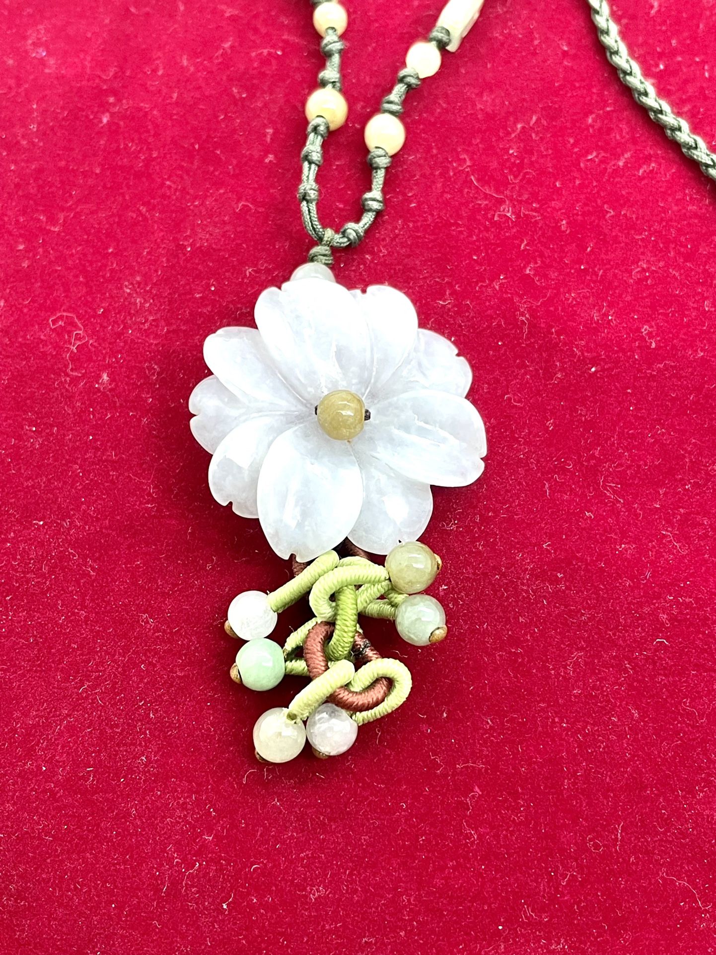 Asian Jade Floral Necklace