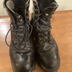 Quality Men’s Size 9 Black Leather 9-Hole Boots