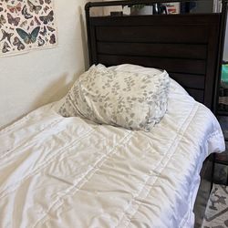 Twin XL Bed Frame with Storage Drawer + Clean Mattress Included