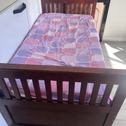 Twin XL Bed Wooden Frame With Storage 