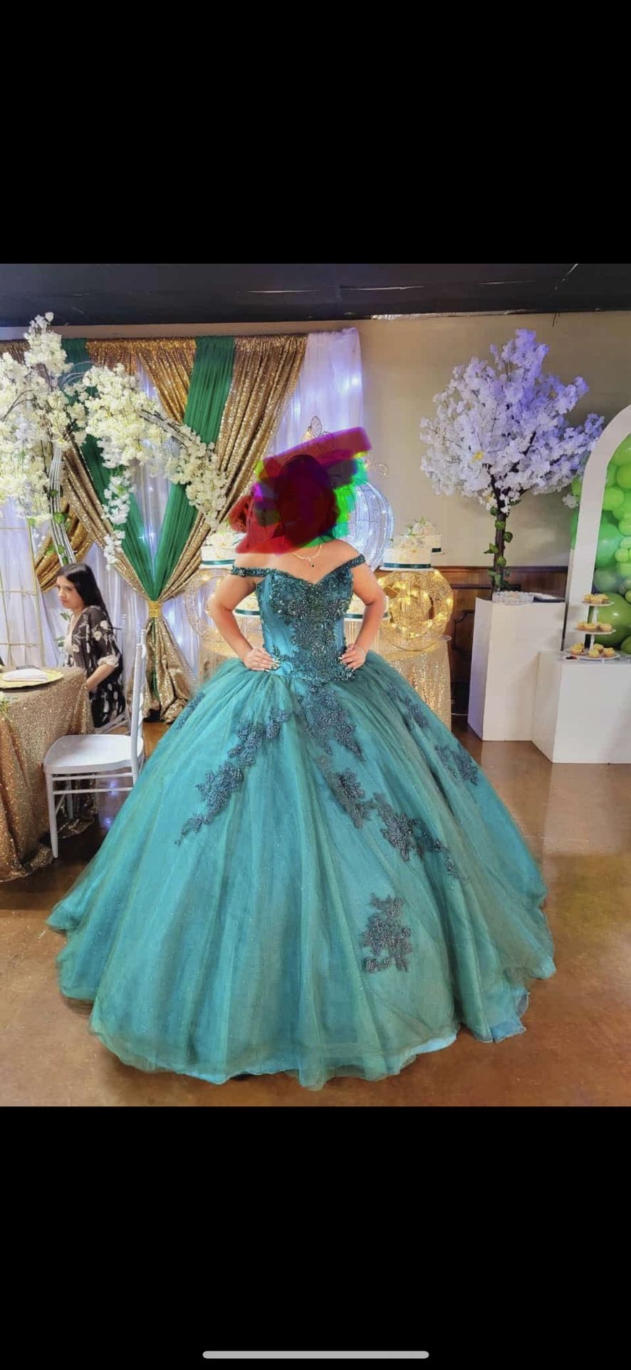 Esmerald Green Dresss Long  Tail 