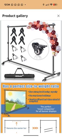 Versatile Heavy Duty Backdrop Stand with Wheels, 10 * 7ft Adjustable Photo Background Stand, Banner Backdrop Stand for