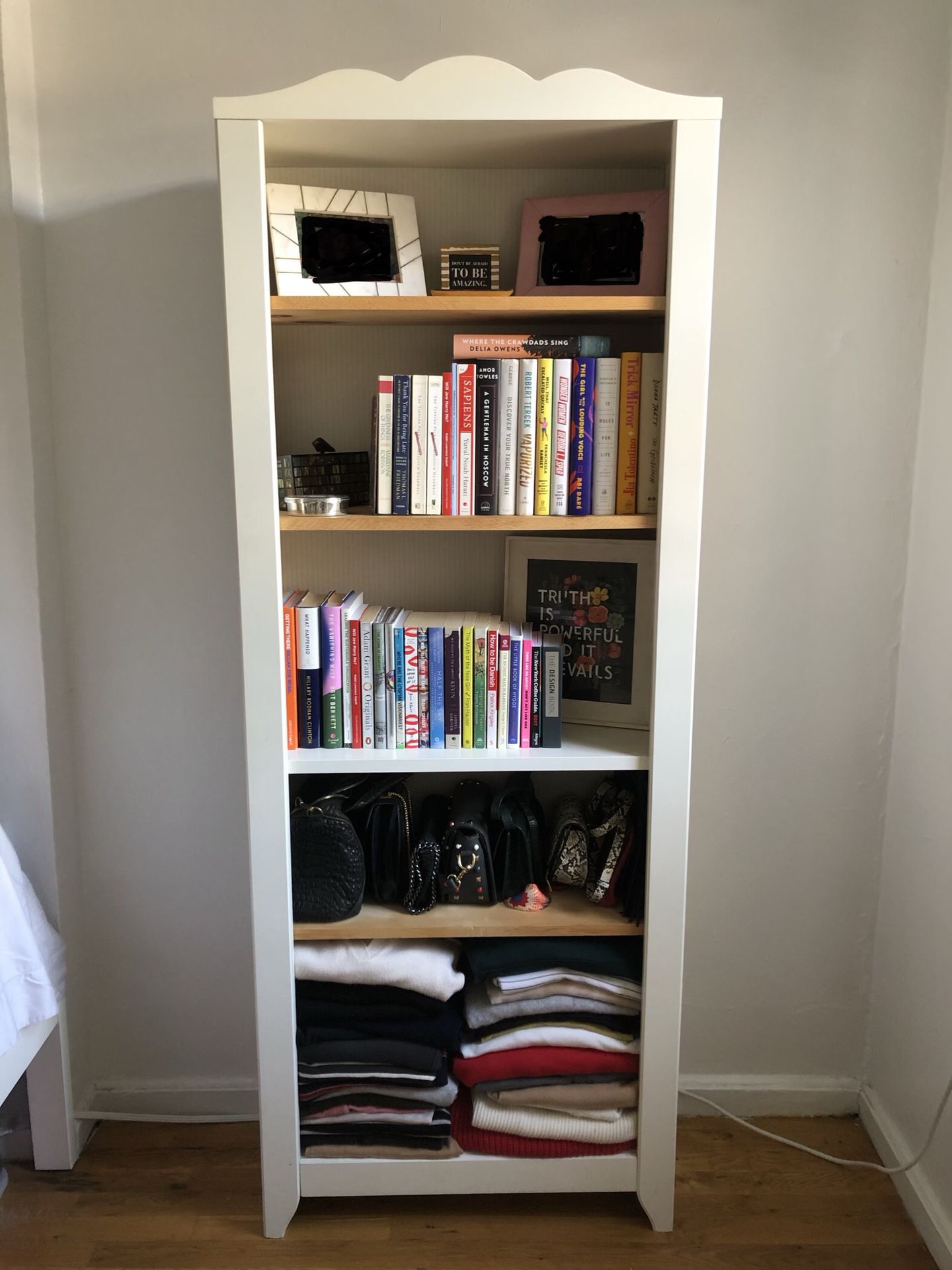 Off white wood bookcase