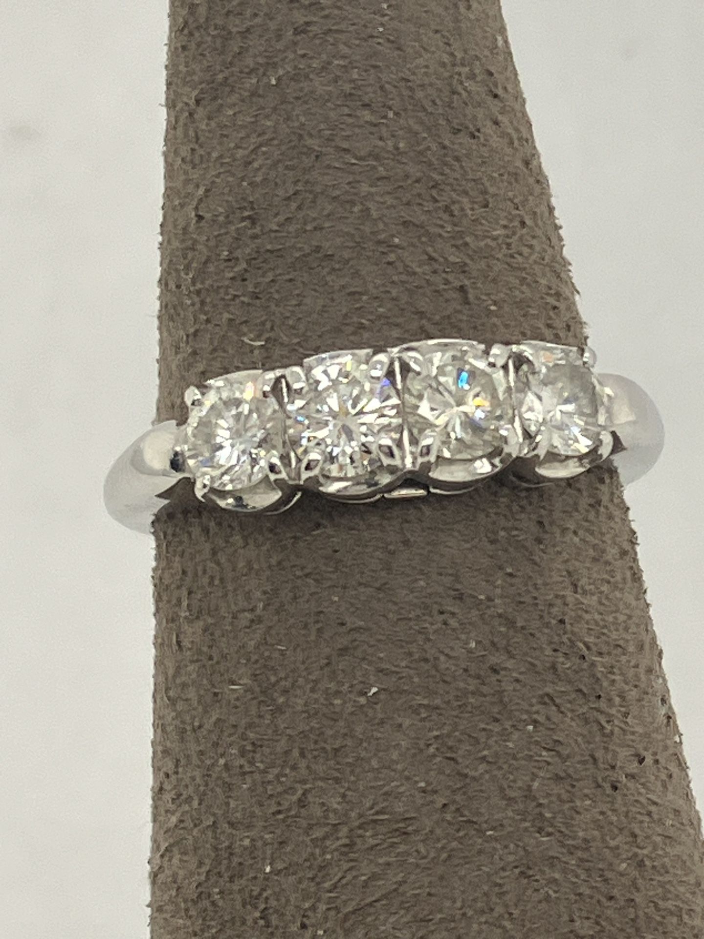 Dazzling 14K White Gold 4-Diamond Engagement Ring