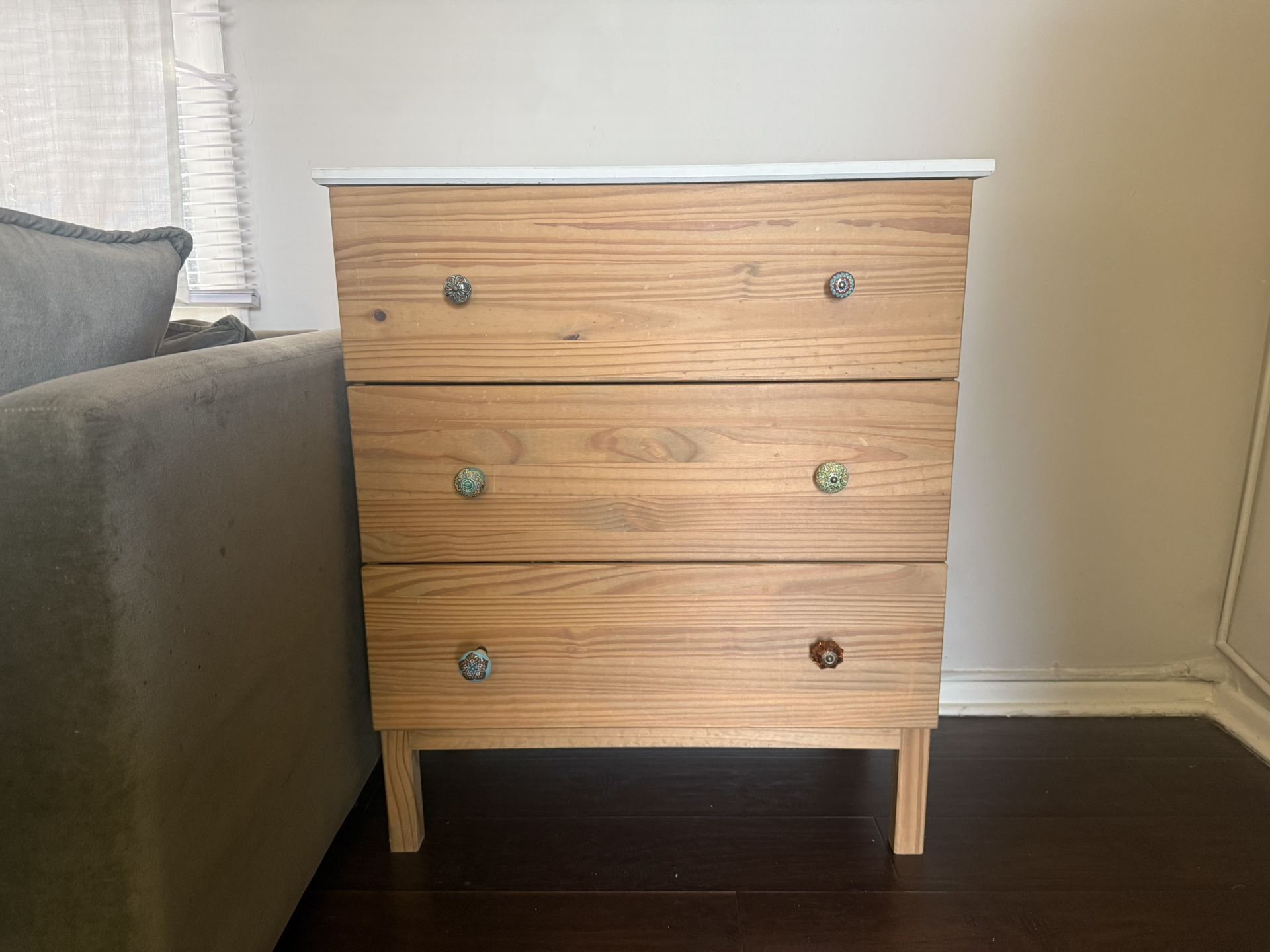 Wood dresser with Anthropologie knobs