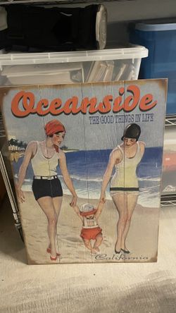 Oceanside Beach Picture On Wood. 