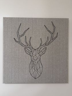 Deer Canvas Wall Art - IKEA PJÄTTERYD 22x22in, Grey & Black - FREE DELIVERY