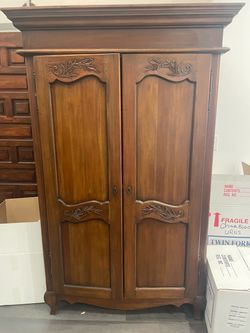 French Provincial Wood Armoire Wardrobe