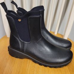 Bogs Sauvie Chelsea woman's Black Waterproof Ankle Rain Boots Size 8 / NEW 