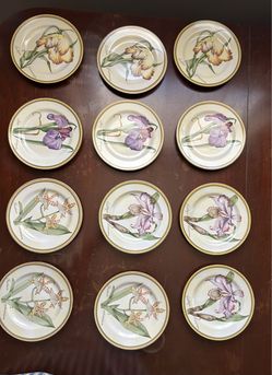 Set of 12 American Atelier Botanical dessert plates