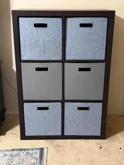 6-Cube Storage Shelf with Fabric Bins