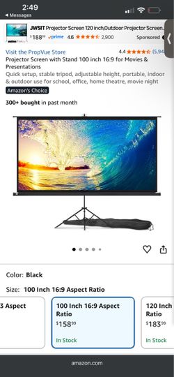 PropVue 100-Inch Projector Screen with Stand