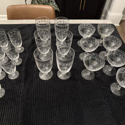 Etched Crystal stemware Set - Assorted Glasses (20pc)