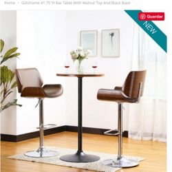 Table And  Adjustable Height Swivel Bar Stool