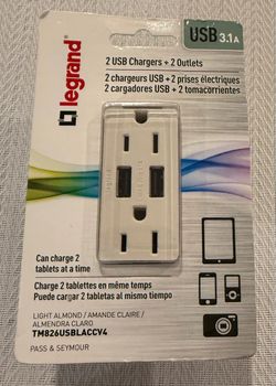 Legrand 2 USB + 2 Outlet Wall Receptacle