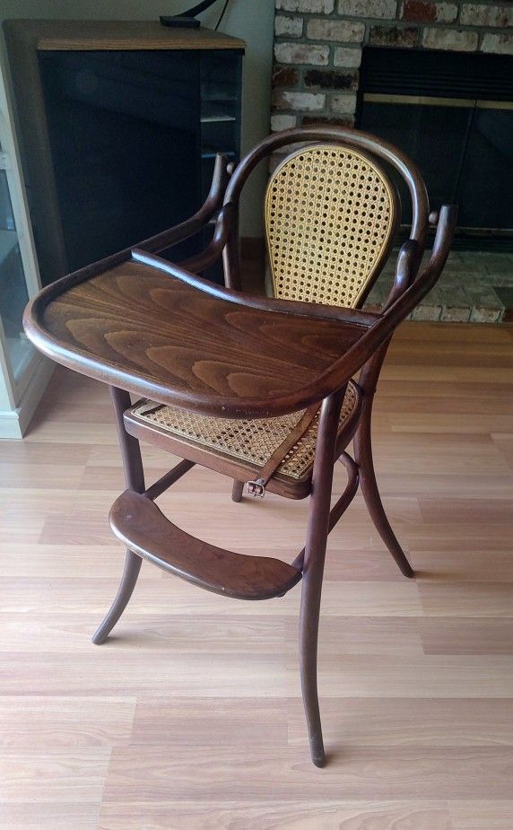 Antique Pansy Ellen Bentwood & Cane High Chair