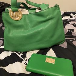 Michael Kors Fulton Leather Tote Bag With Matching Wallet 