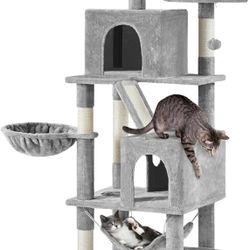Cat Tree, 71.5in Cat Tower for Indoor Cats, Multi-Level Cat Condo with Scratching Posts & Perches, Cat Activity Center, Light Gray 613564