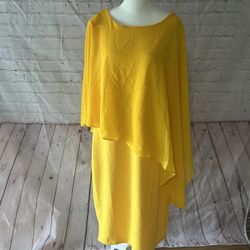 NWOT Hanna Nikole women chiffon capelet dress yellow size 16W - fits more like a 14 NWOT - tried on but did not fit and never worn   Main Fabric:95%Po