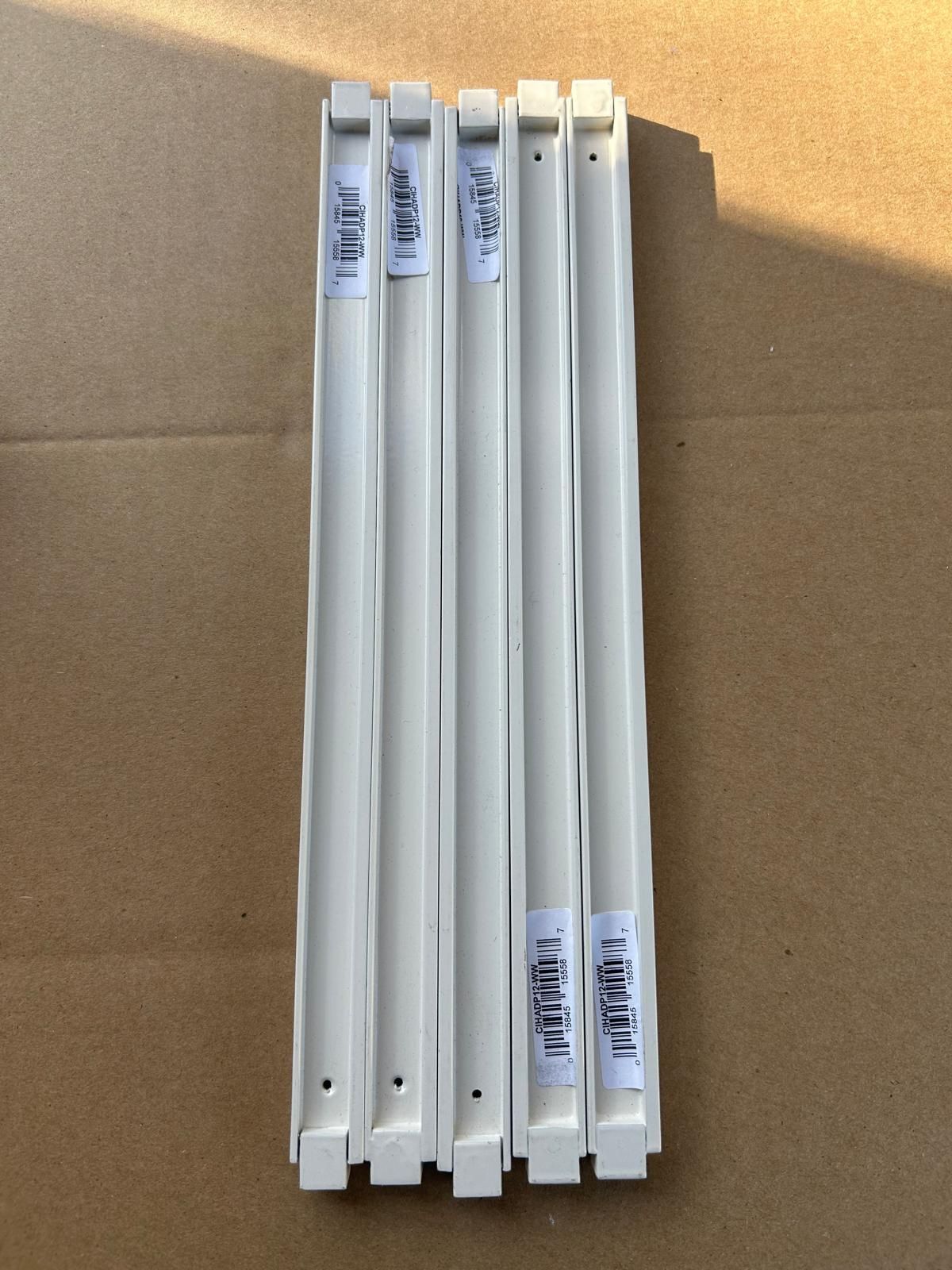 12” White Metal Mounting Rails / Shelf Brackets – Set of 5