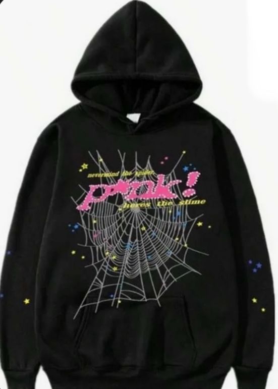 Black Spider Hoodie Pink Print