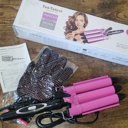 New In BOX 3 Barrel Curling Iron-25mm Quick Heat Heat Styling-Tourmaline Ceramic 