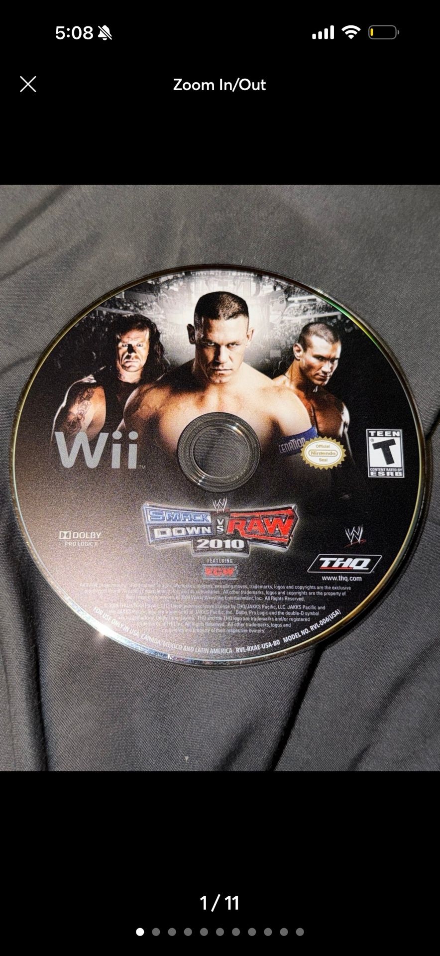 WWE Smackdown Vs Raw 2010 Nintendo Wii Disc Only Rated T For Teen Used Pre Owned