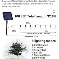 Solar Star String Lights, Outdoor Christmas Lights 100 LED 33 FT Each, 8 Lighting Modes Xmas Tree Lights, Waterproof for Holiday New Year Wedding Part
