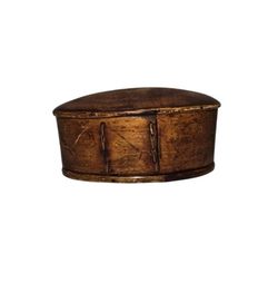 Thai AKHA Hill Tribe Bamboo Rattan Wood Oval Tobacco Box Tribal Art Handicraft