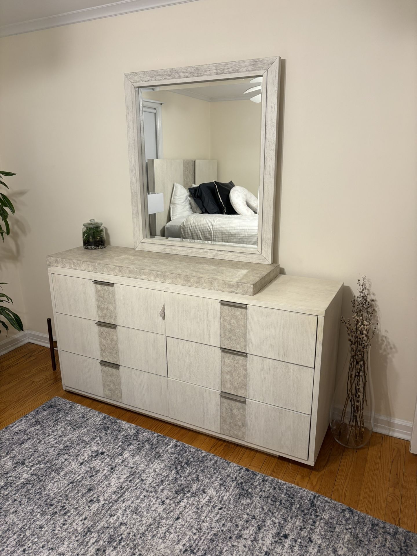 Bed Frame And Dresser/Mirror