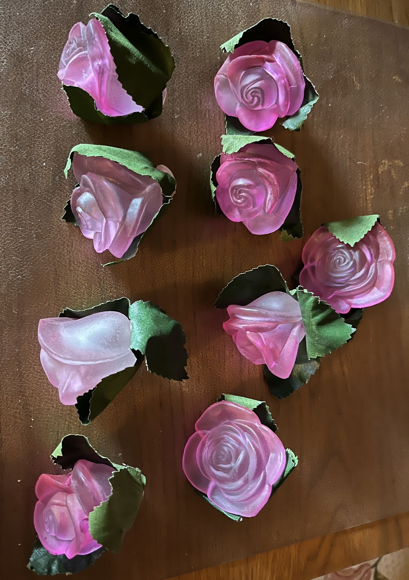 9 Vintage Glass Rose Old World Christmas Light Covers