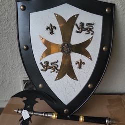 Decoration Home Vintage Ornaments Medieval Warrior Shield 24 x18