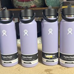 4 Hydro Flask 40oz Wide Mouth Flex Straw Bottle - Moonshadow: Vacuum-Insulated