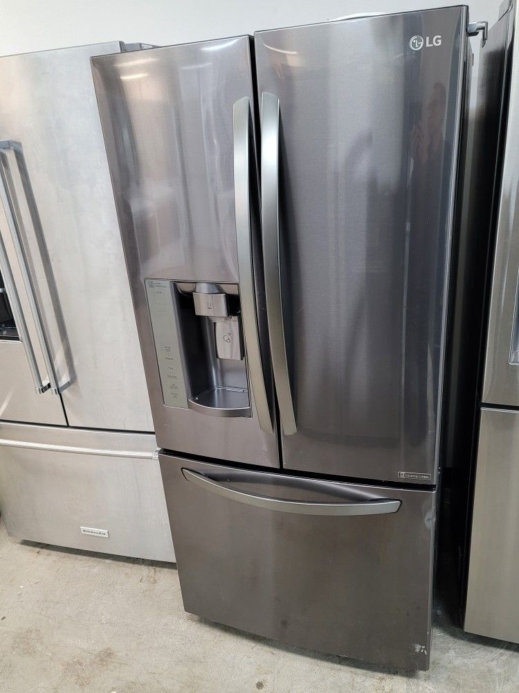 33" Wide Apartment Size Black Stainless Steel French Door Refrigerator