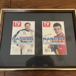 Dale Earnhardt And Jeff Gordon TV Guide Collectible Covers Framed