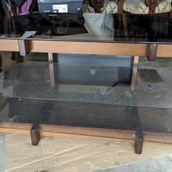 Brown Wood/Glass TV Stand 