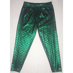 Green Metallic Mermaid Scale Leggings XL